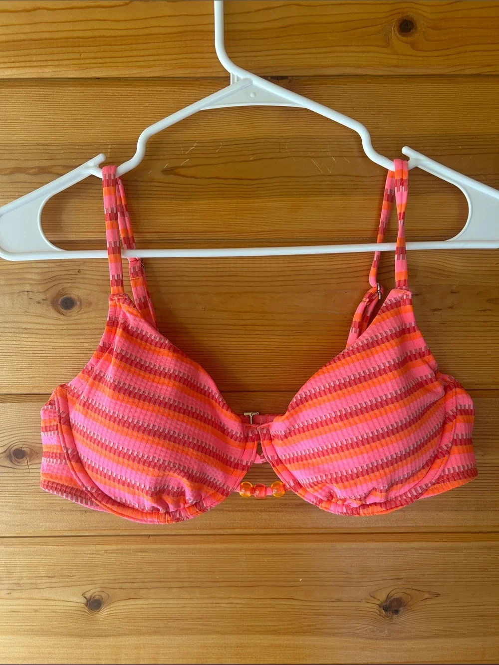 wild fable Pink & Orange Striped Underwire Bikini Top